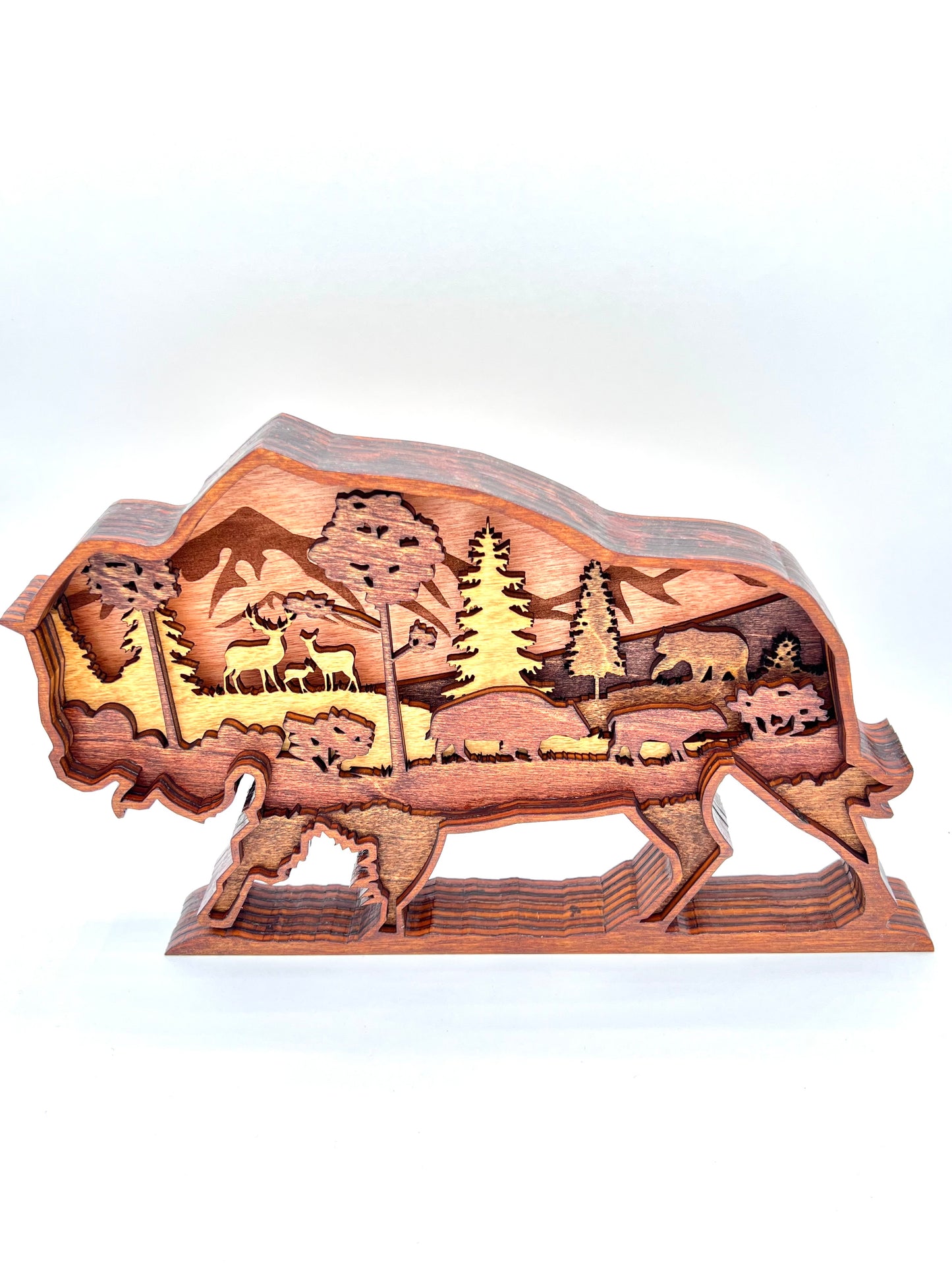 Bison, Multi-Layer Wood Table top Decor