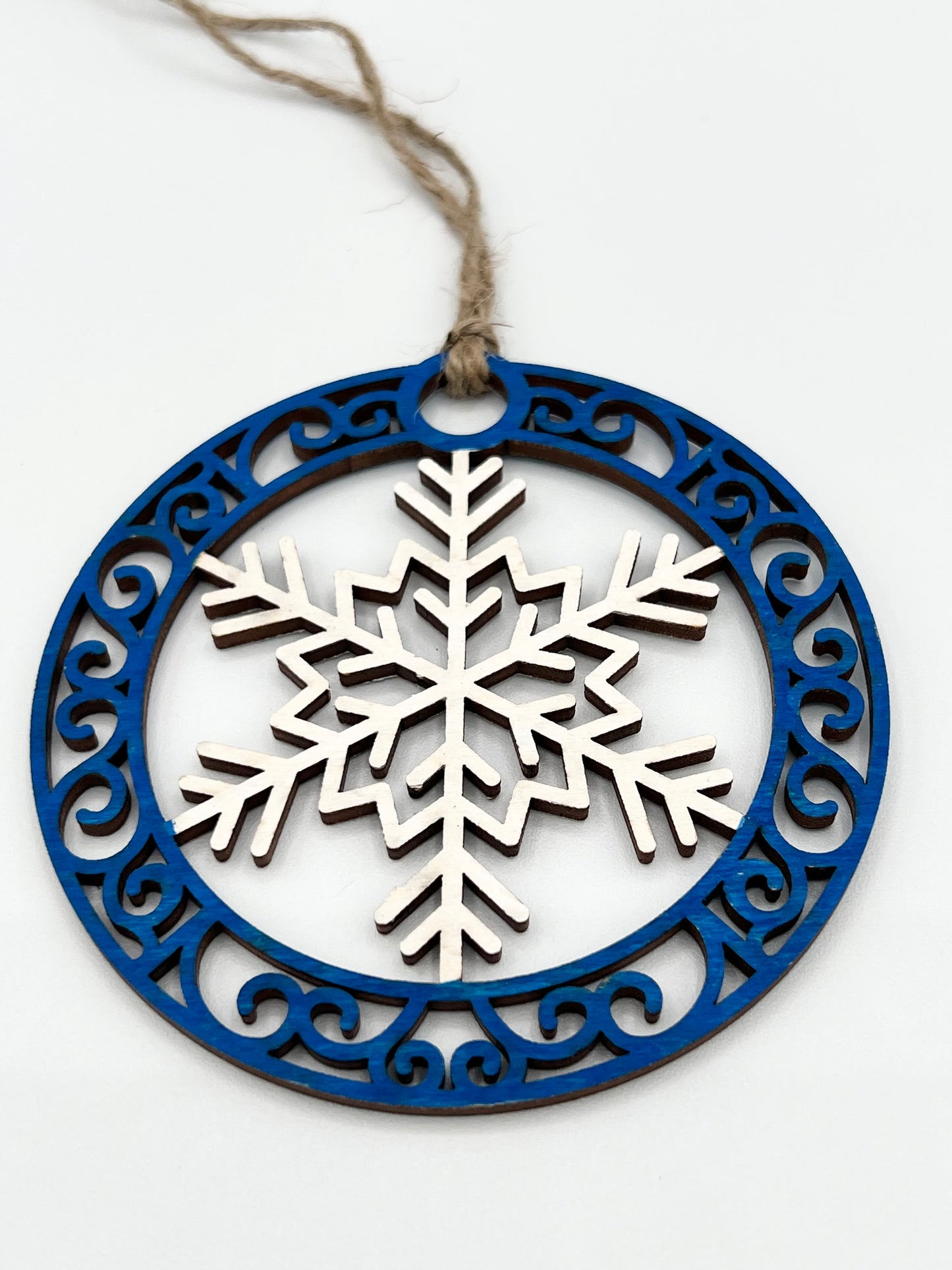 Snowflake White/Blue Ornament