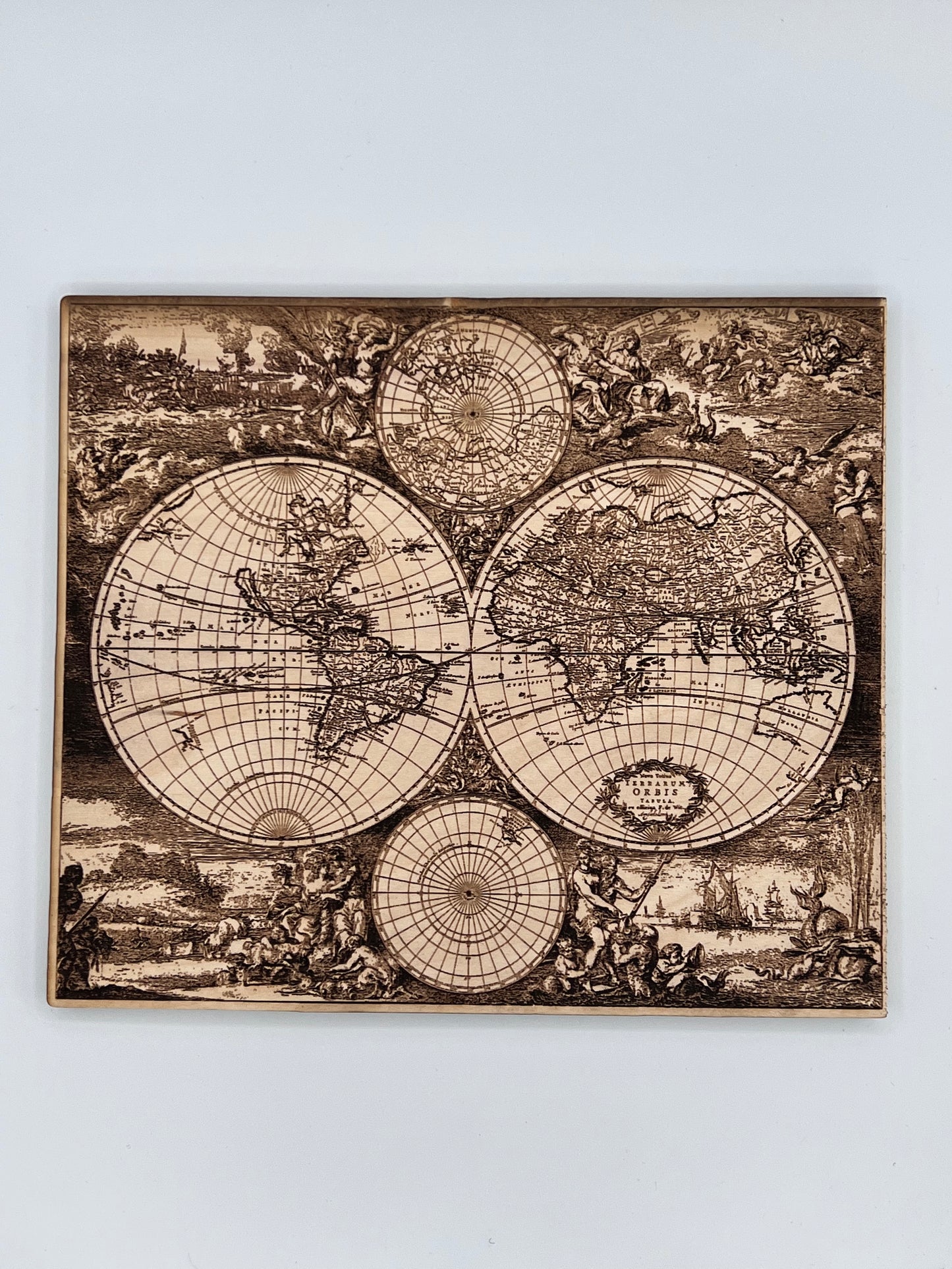 Vintage Old World Map, Wood Engraved