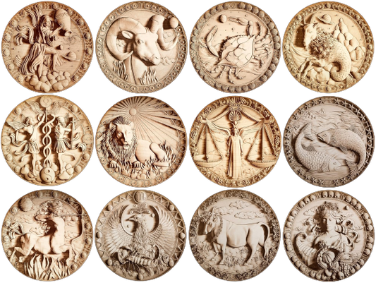 Zodiac Signs, Wood Engraved