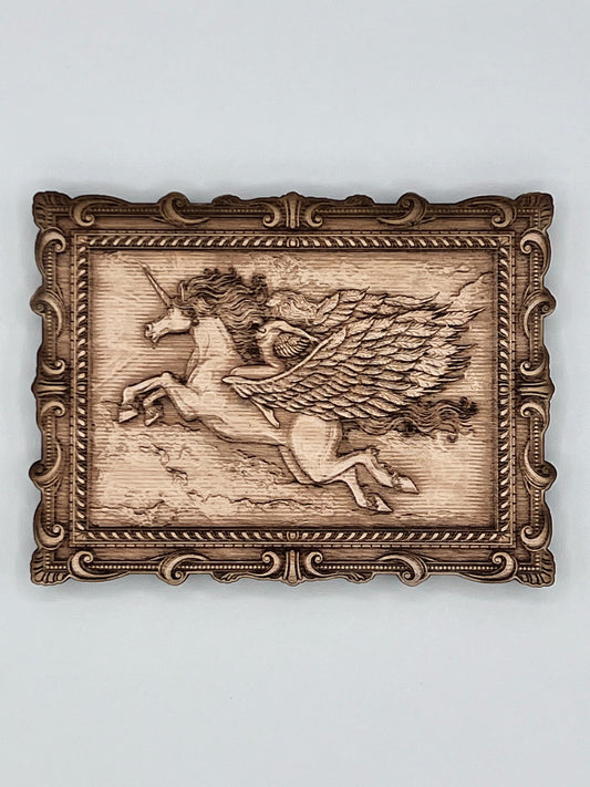 Horse-Pegasus Unicorn, Wood Engraved