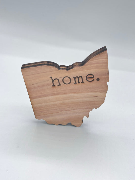 State Cut Out With Laser Engraved "home."