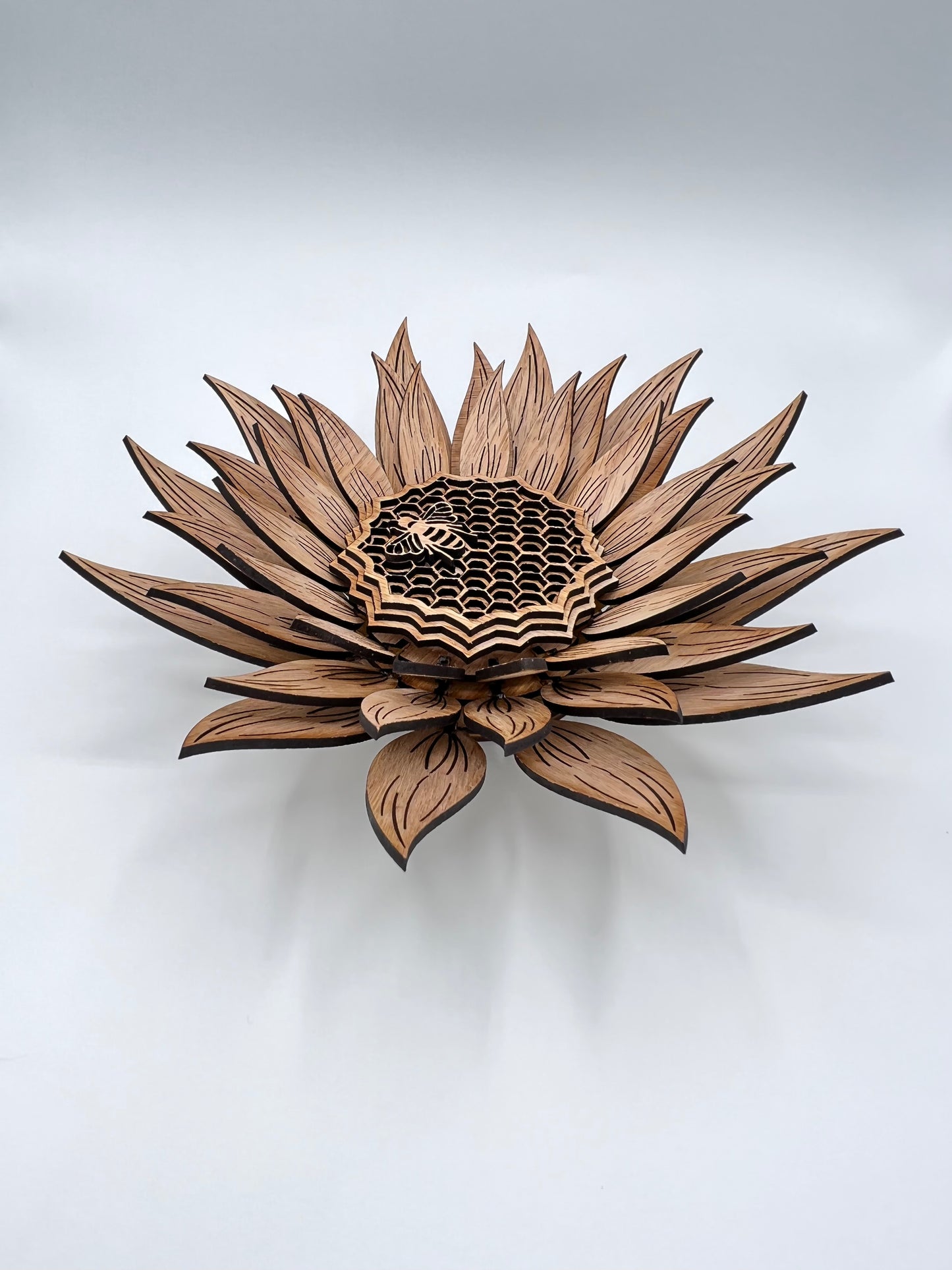 Sunflower Bee Honeycomb, Multi-Layer Wood