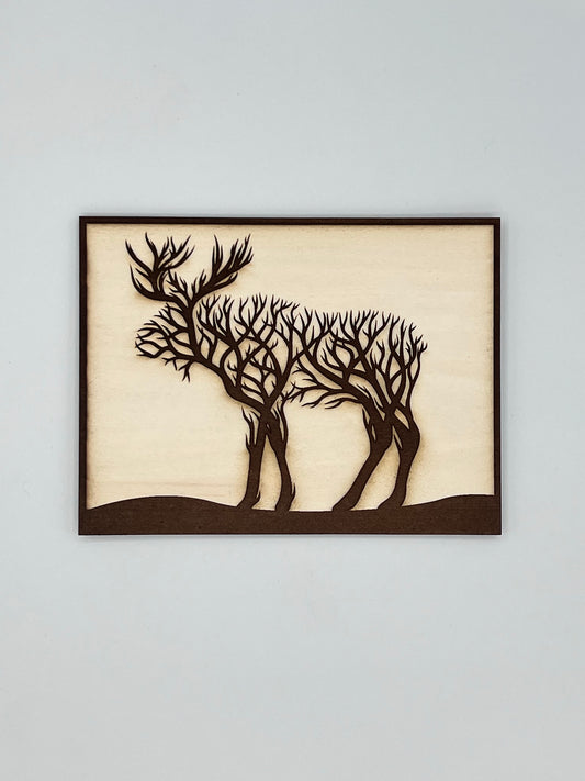 Moose, Wood Engraved