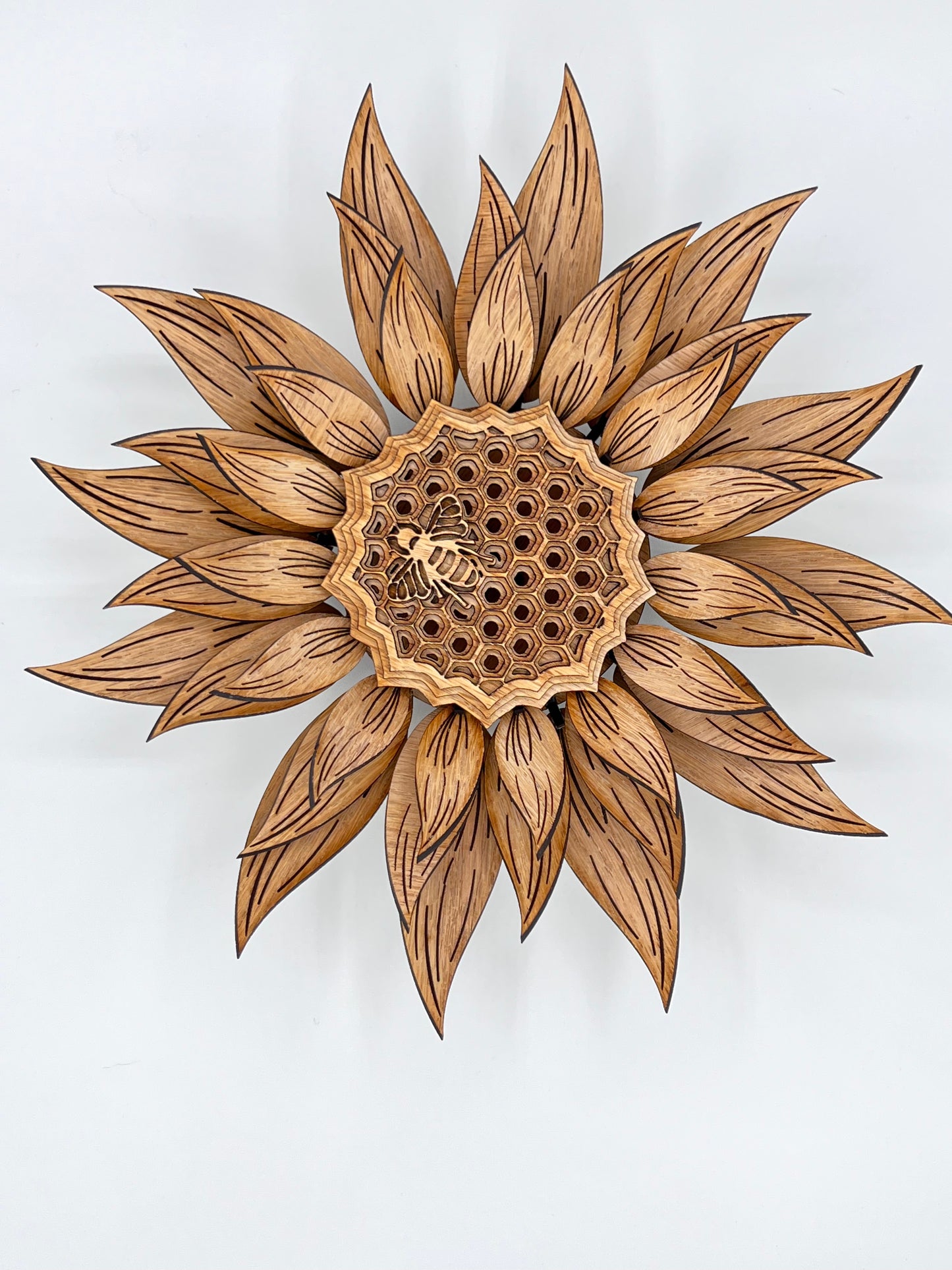 Sunflower Bee Honeycomb, Multi-Layer Wood