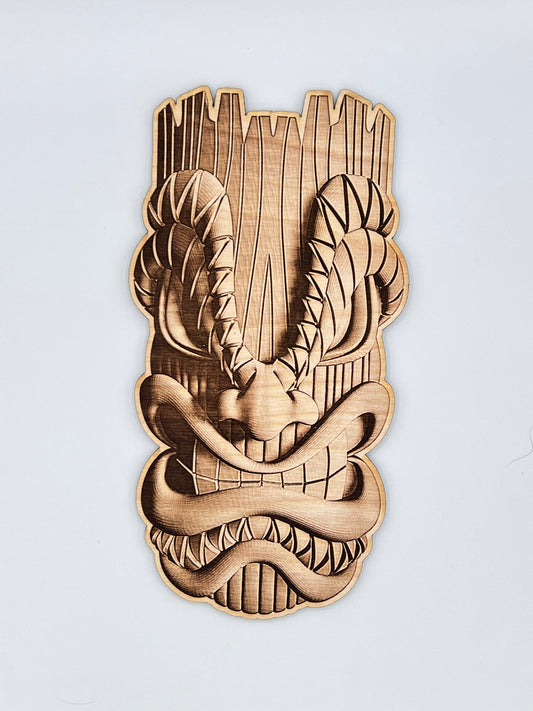 Tiki Mask, Wood Engraved