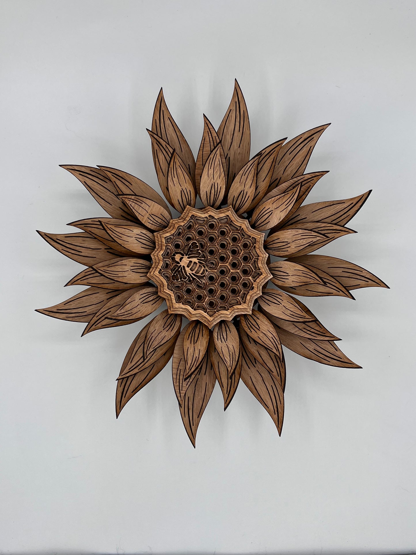 Sunflower Bee Honeycomb, Multi-Layer Wood