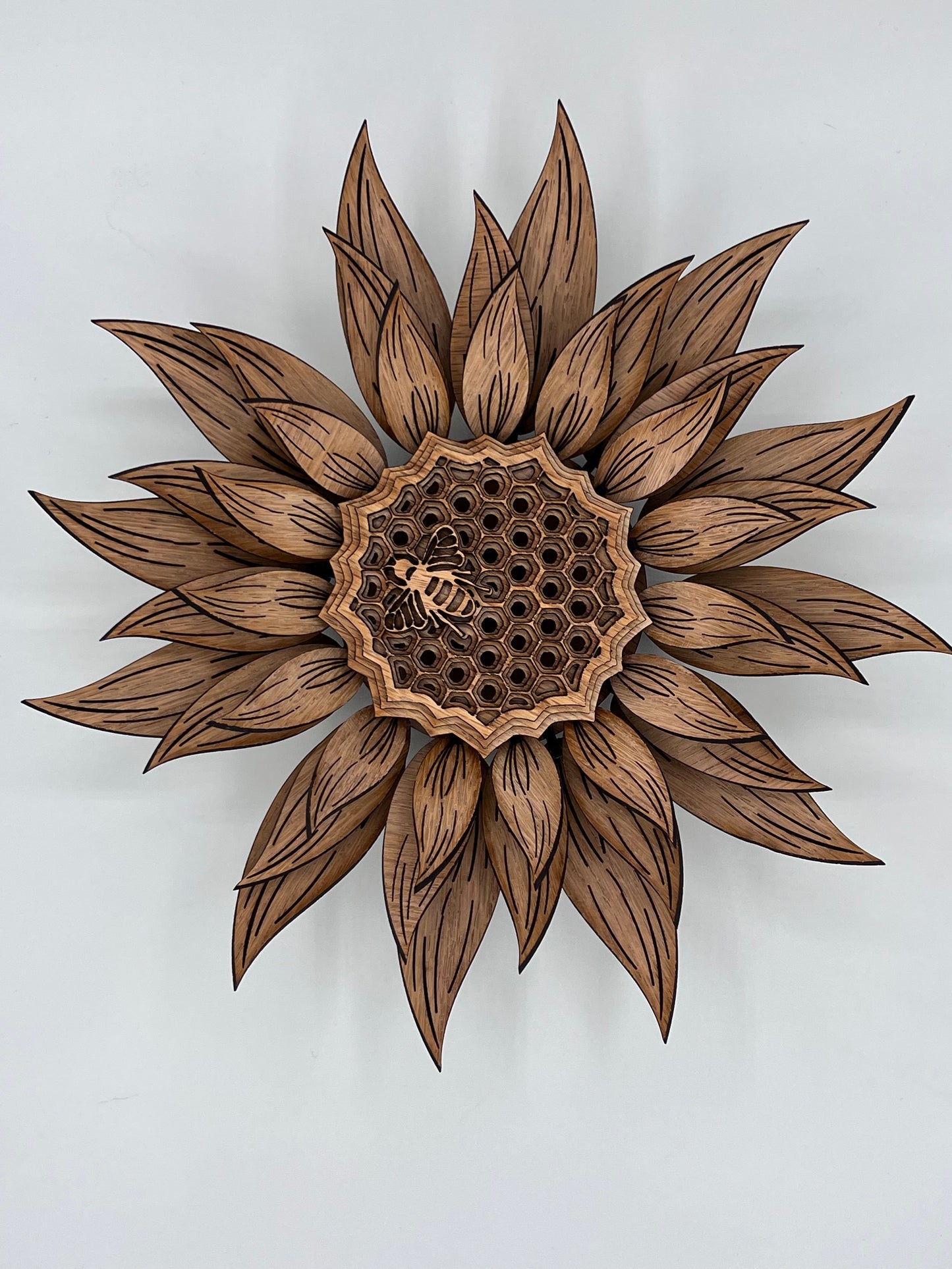 Sunflower Bee Honeycomb, Multi-Layer Wood