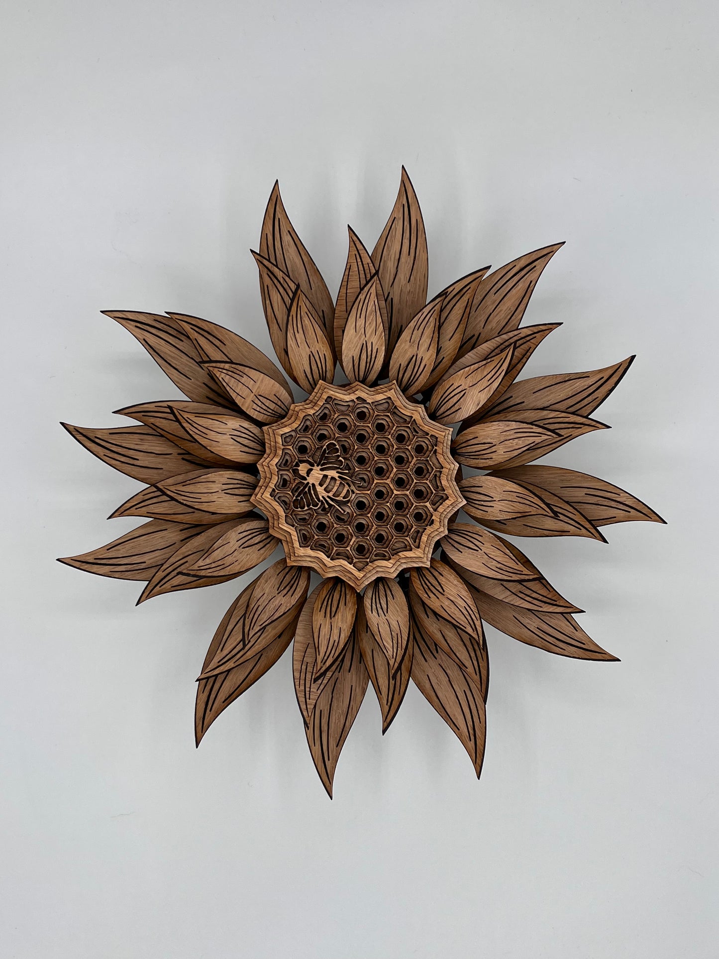 Sunflower Bee Honeycomb, Multi-Layer Wood