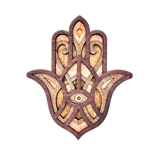 Hamsa Hand Multi-Layer Wood Wall Decor