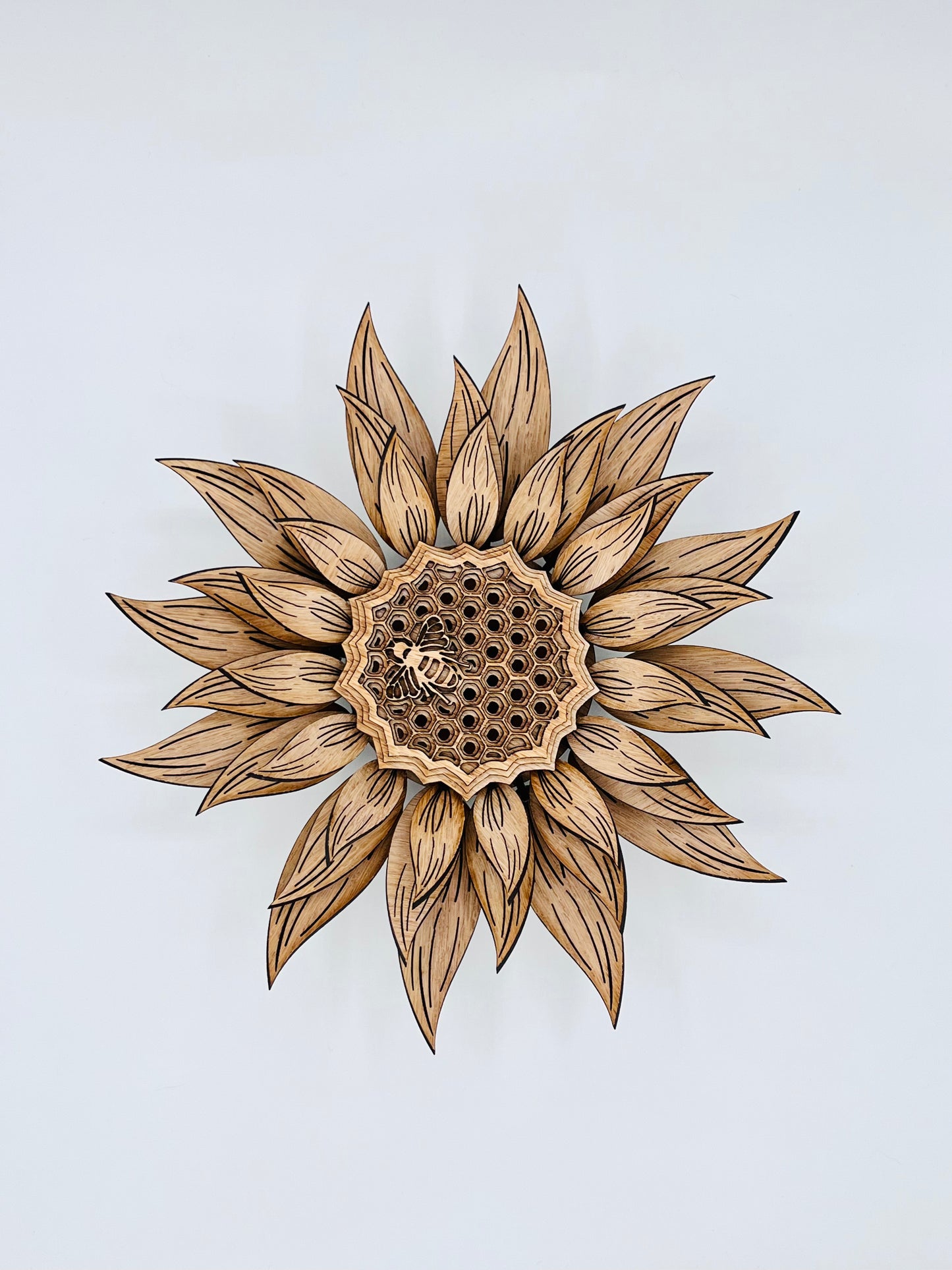 Sunflower Bee Honeycomb, Multi-Layer Wood