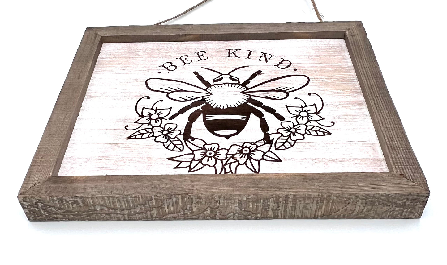 Bee Kind Wood Engraved