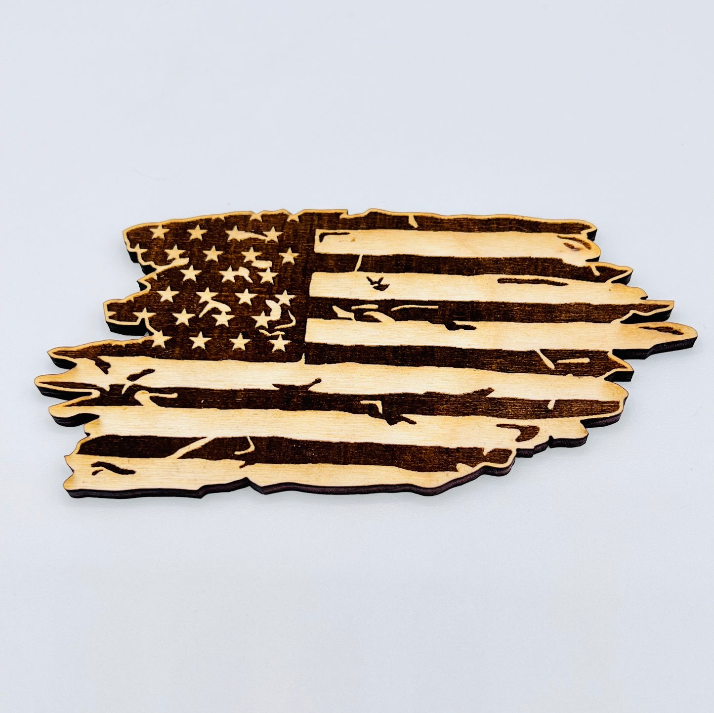 Rustic American Flag Wood Engraved