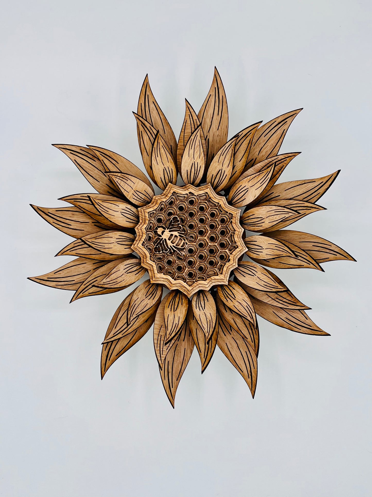 Sunflower Bee Honeycomb, Multi-Layer Wood