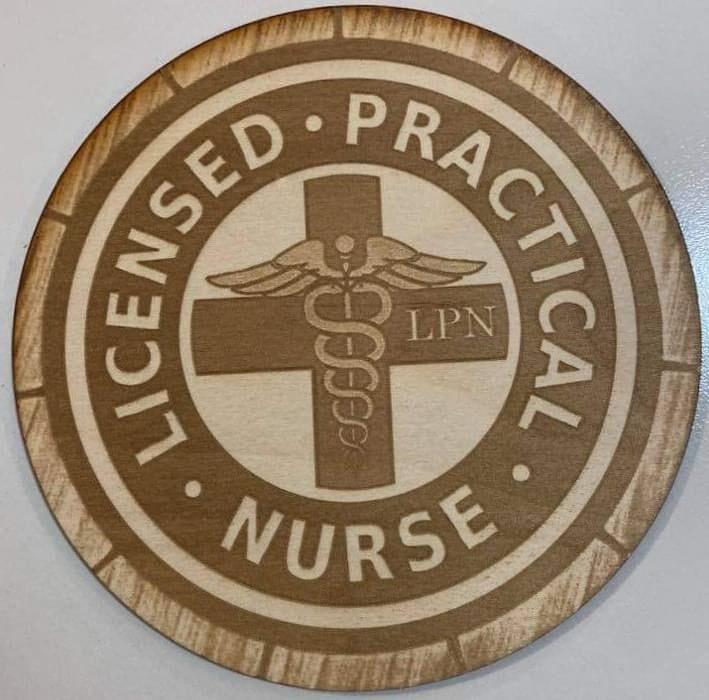 Licensed Practical Nurse LPN Round Sign Wall Hanger, Wood Engraved