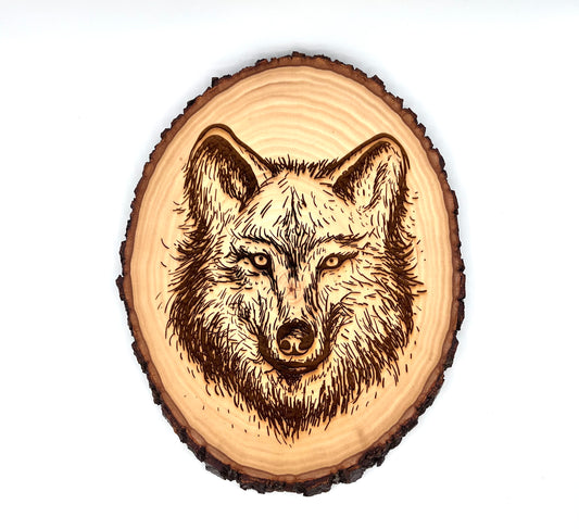 Wolf Engraved on Wood