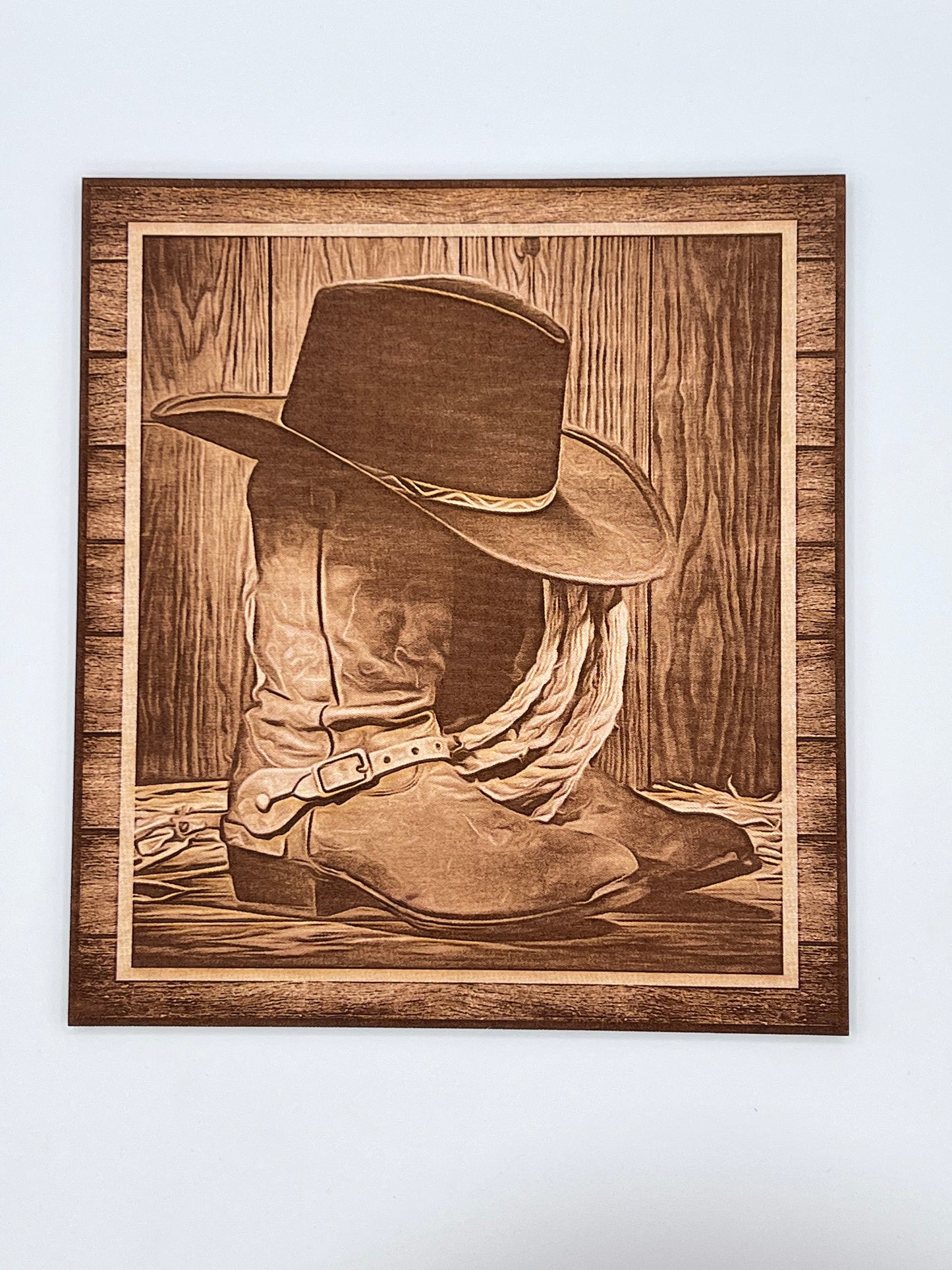 Cowboy Boots, Wood Engraved