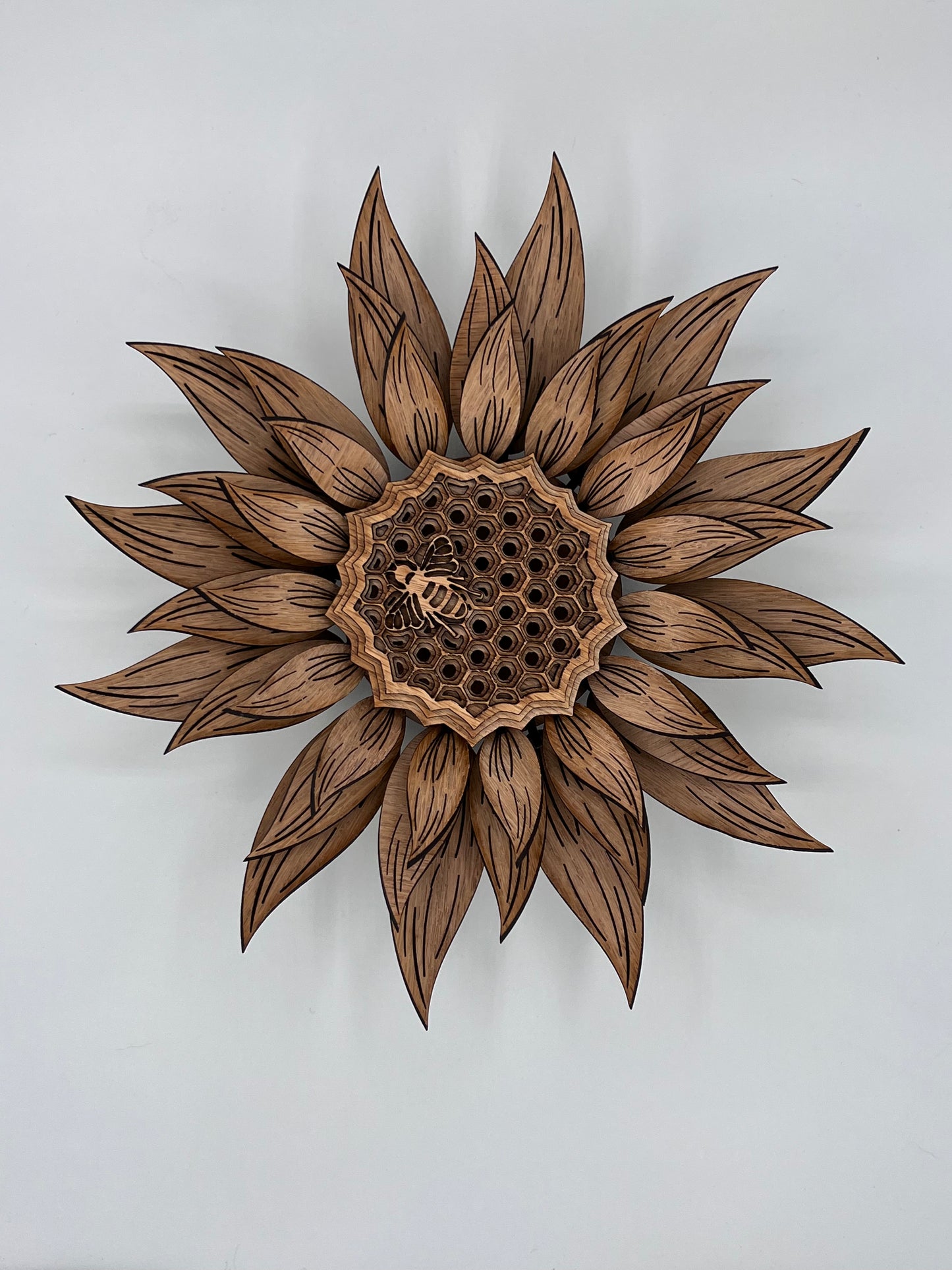 Sunflower Bee Honeycomb, Multi-Layer Wood