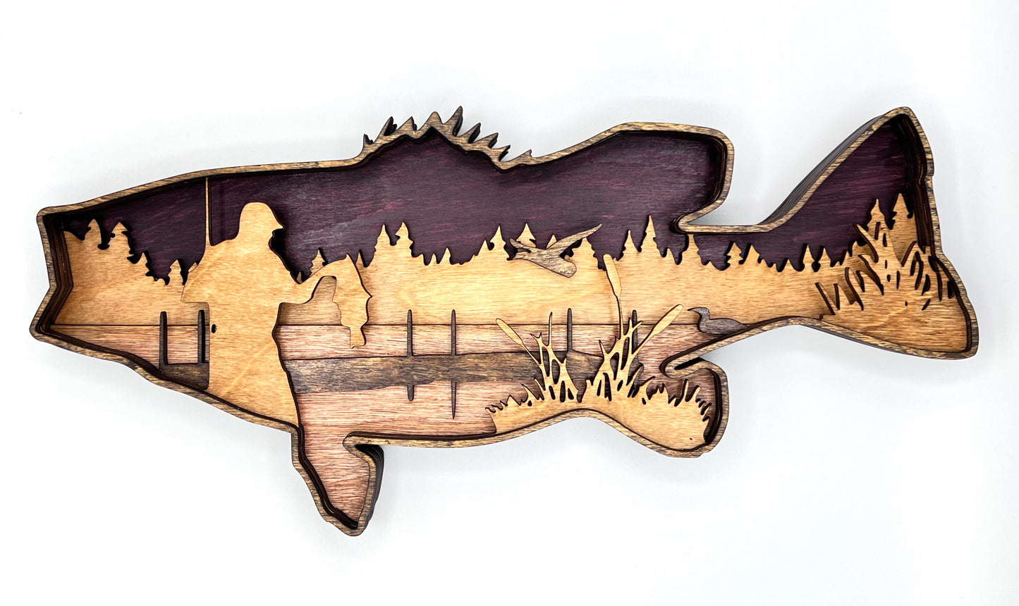 Bass Fishing, Multi-Layer Wood