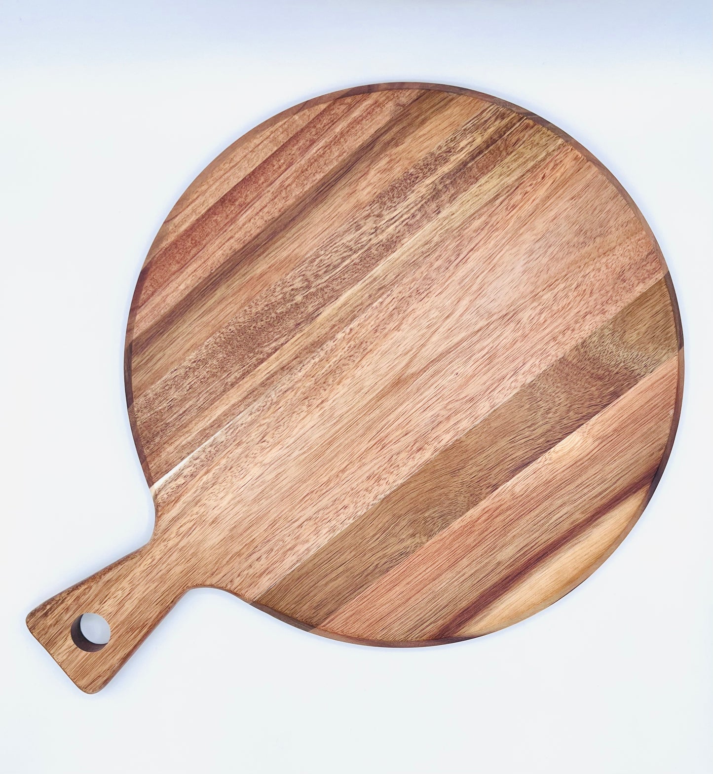 Round Acacia Board with Handle, Large, Custom Engraved