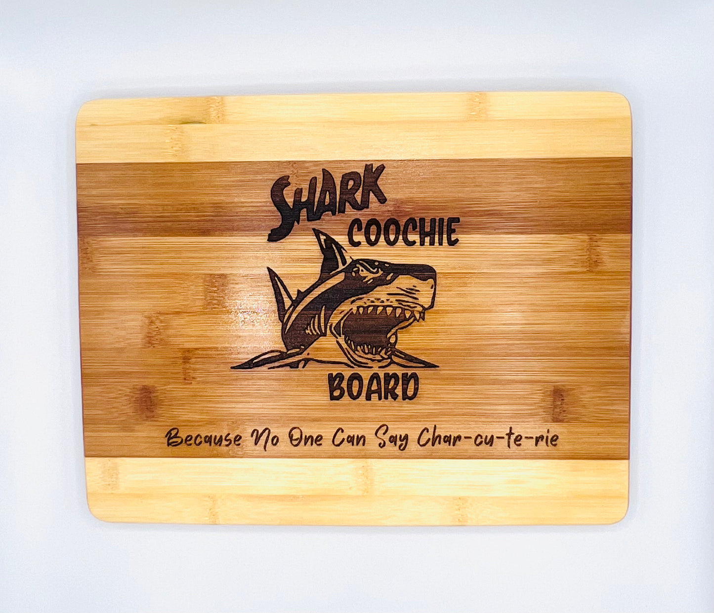 Shark Coochie Engraved on Bamboo (Two Tone) Board