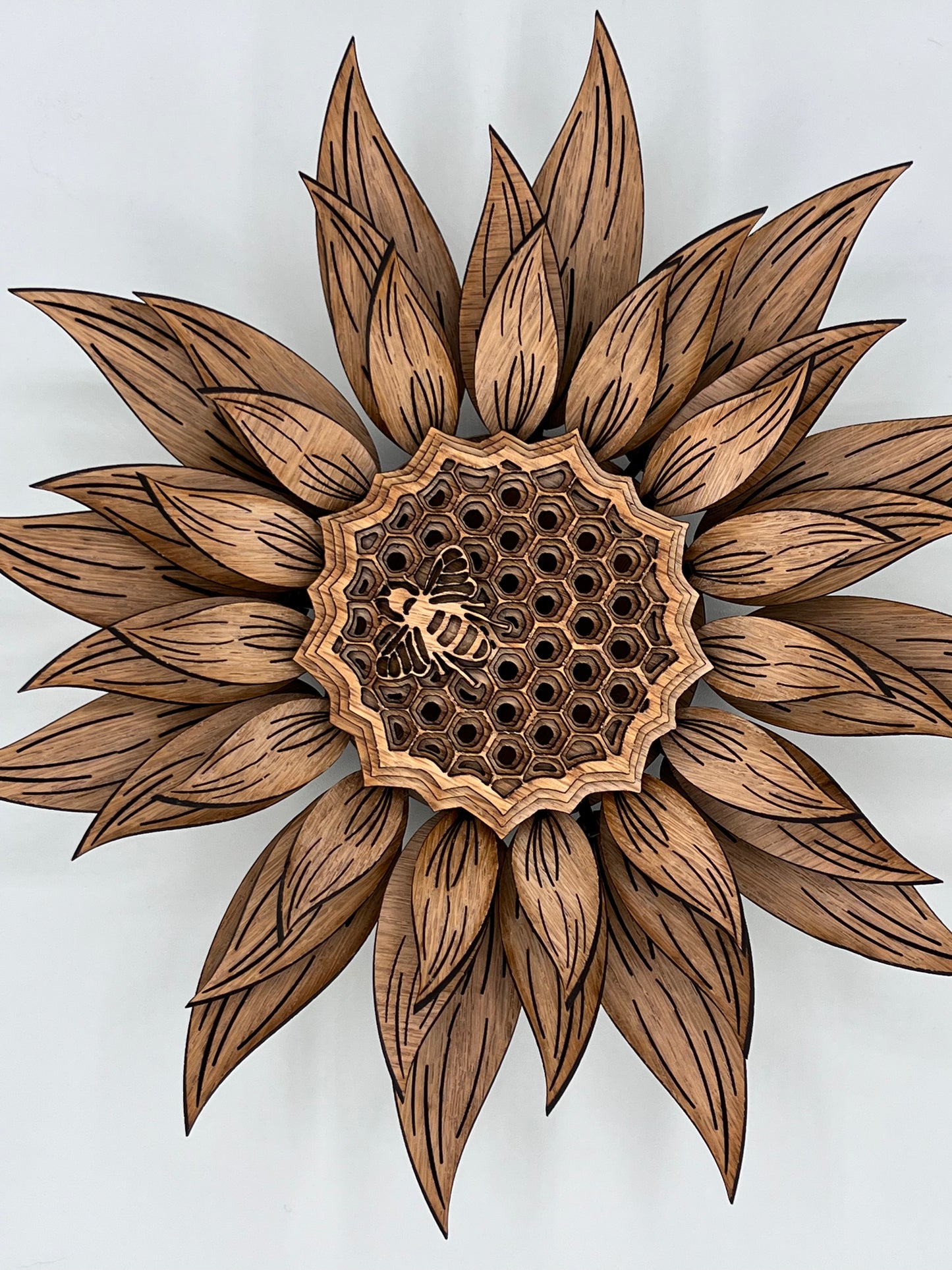 Sunflower Bee Honeycomb, Multi-Layer Wood