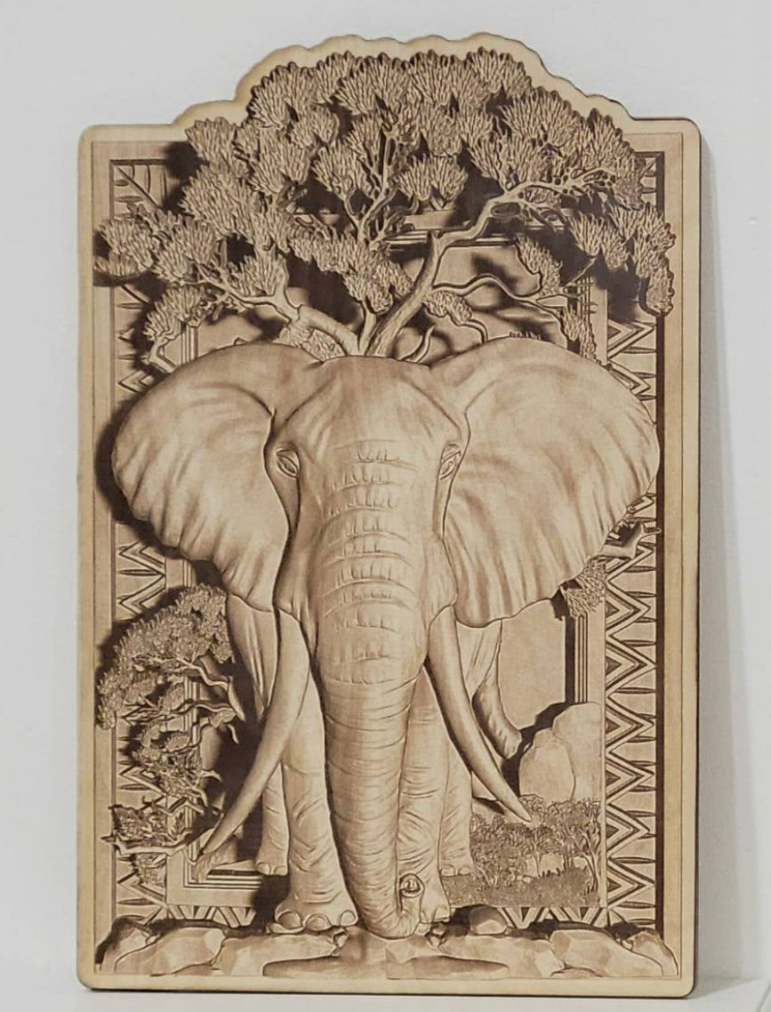 Elephant, Wood Engraved