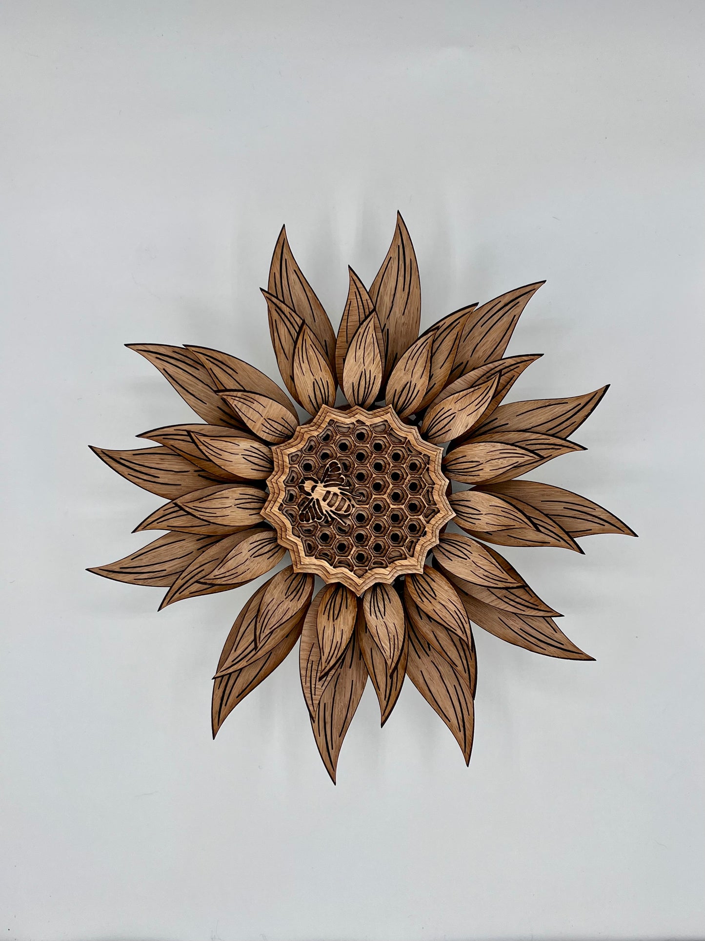 Sunflower Bee Honeycomb, Multi-Layer Wood