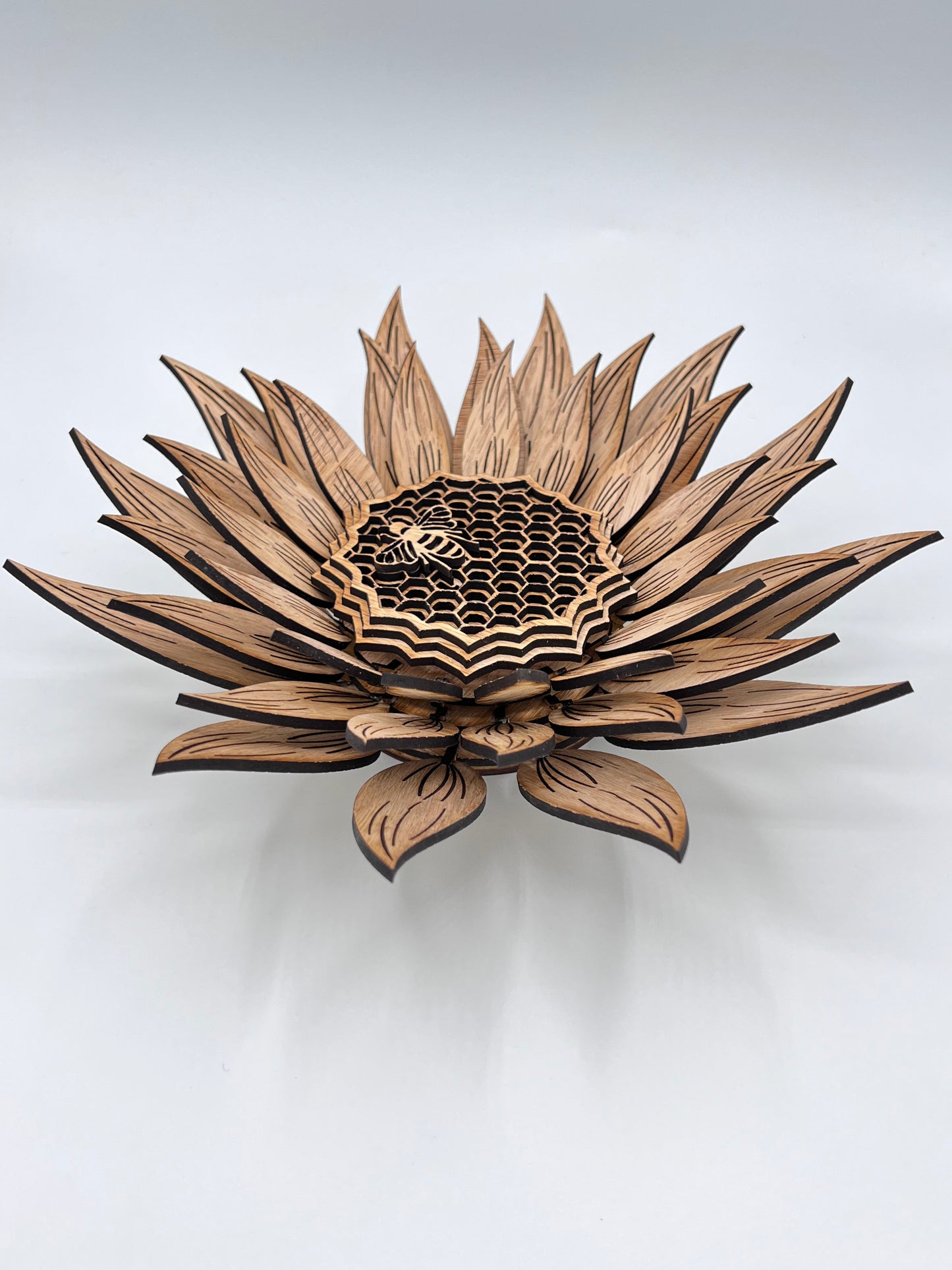 Sunflower Bee Honeycomb, Multi-Layer Wood