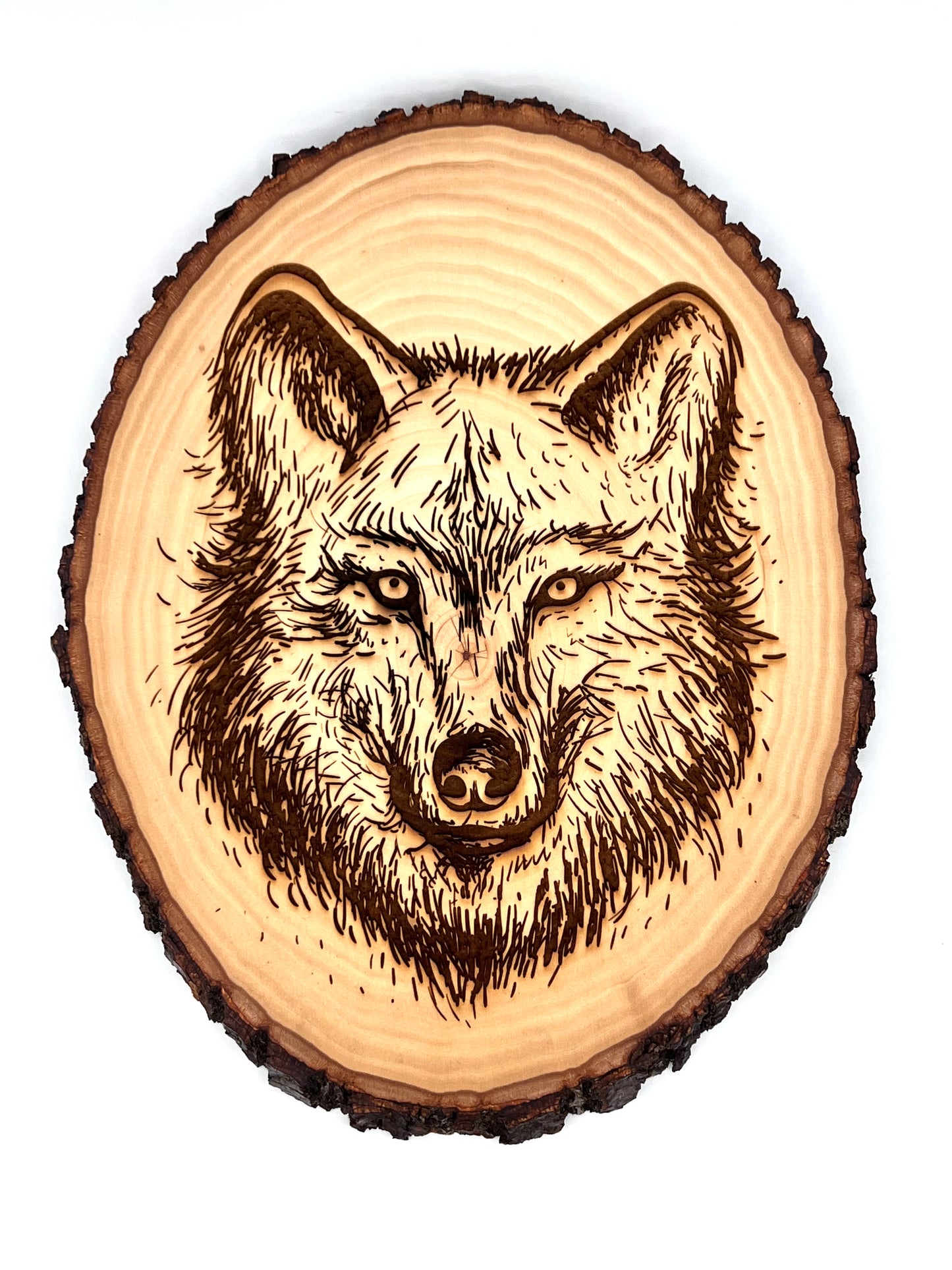 Wolf Engraved on Wood