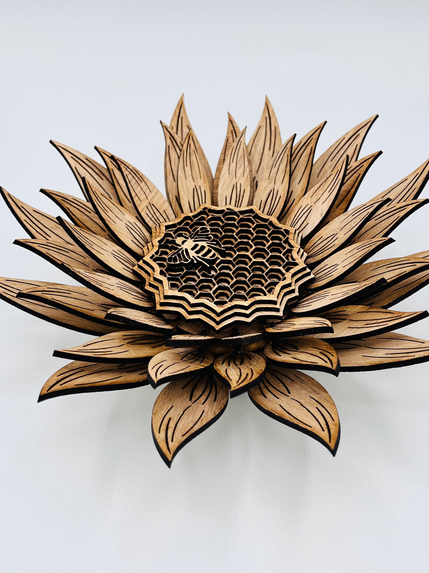 Sunflower Bee Honeycomb, Multi-Layer Wood