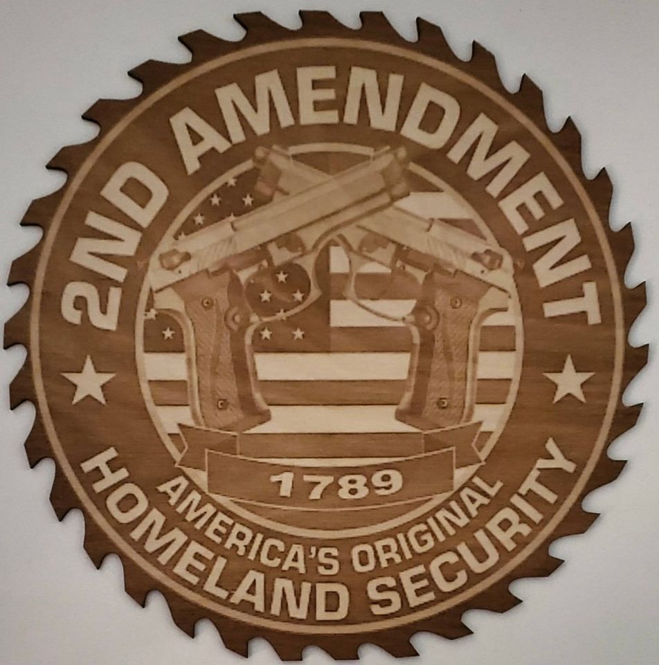 2nd Amendment Saw Blade, Wood Engraved