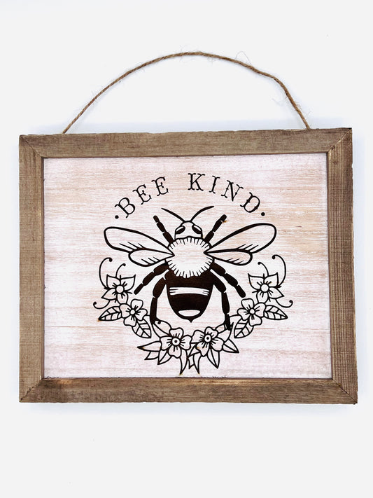 Bee Kind Wood Engraved