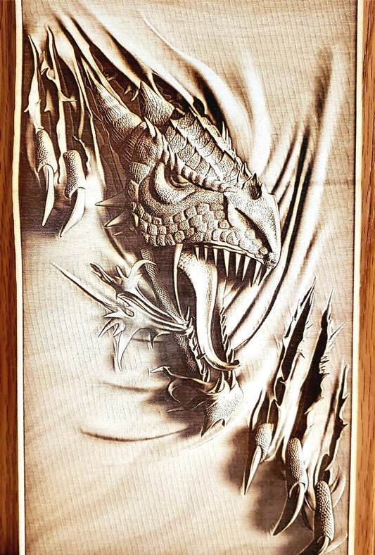 Dragon, Wood Engraved