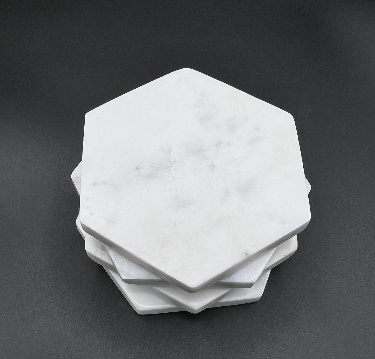 Marble Hexagon Coaster Set With Personalized Text Engraved