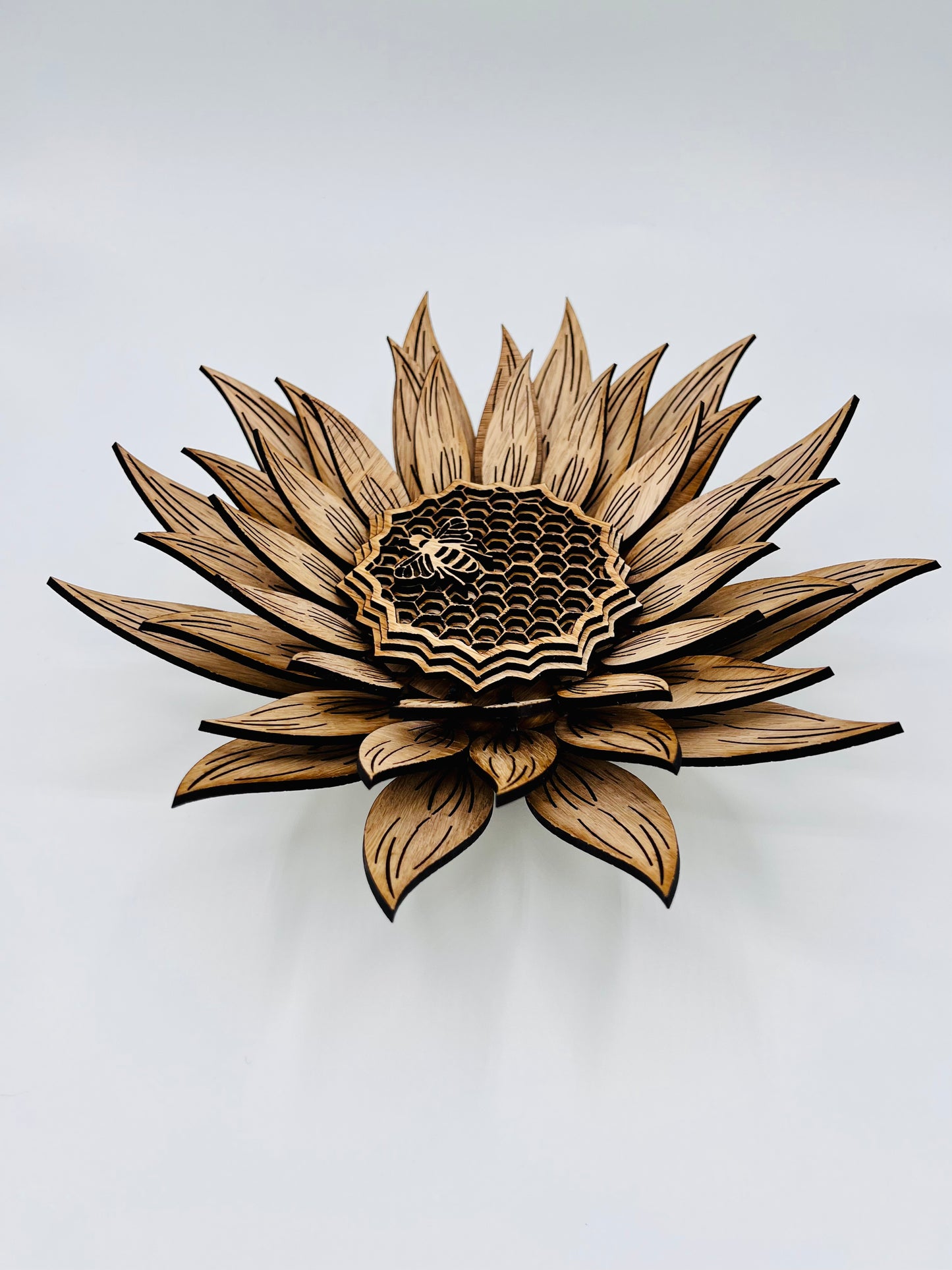 Sunflower Bee Honeycomb, Multi-Layer Wood