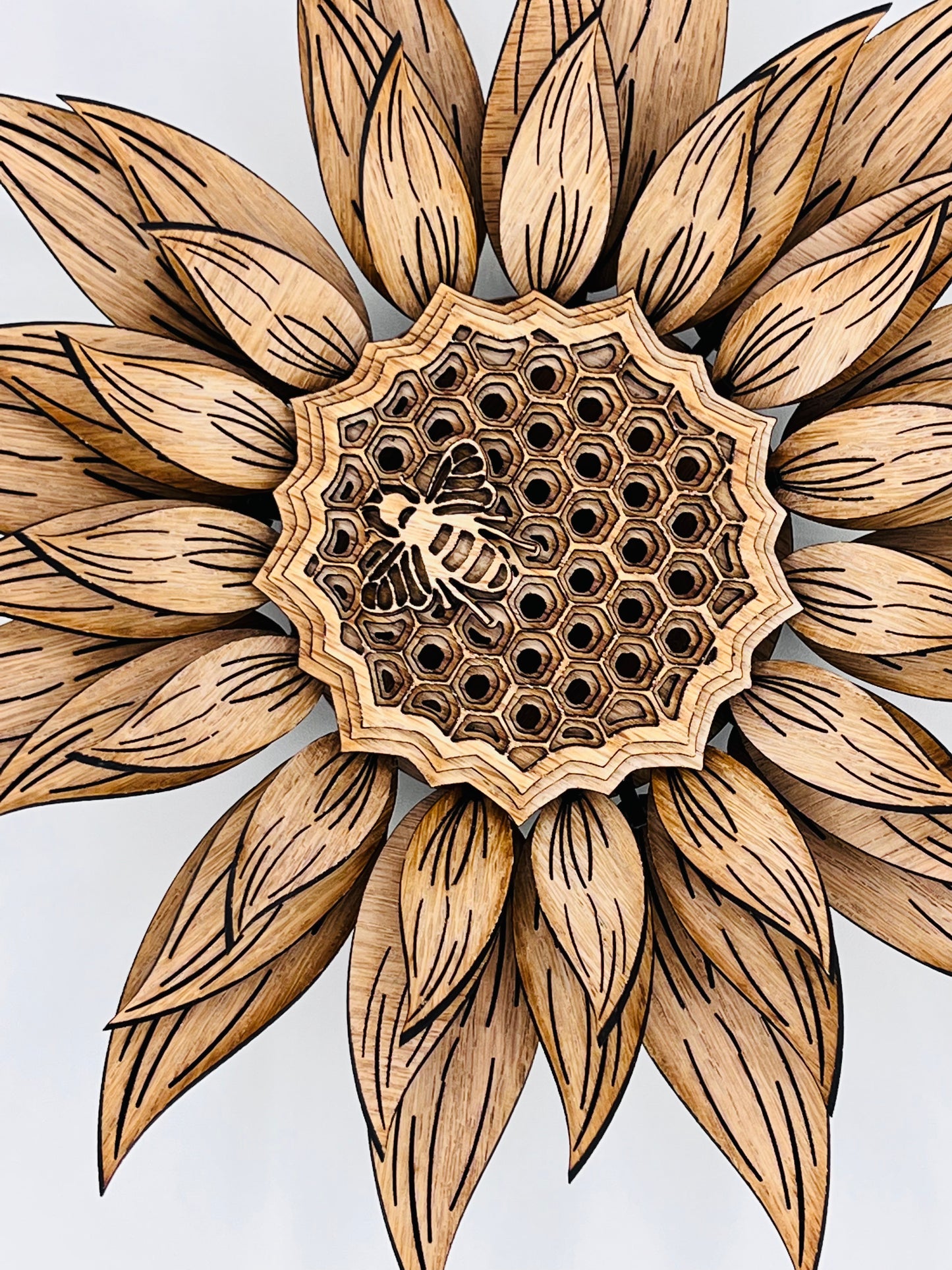 Sunflower Bee Honeycomb, Multi-Layer Wood