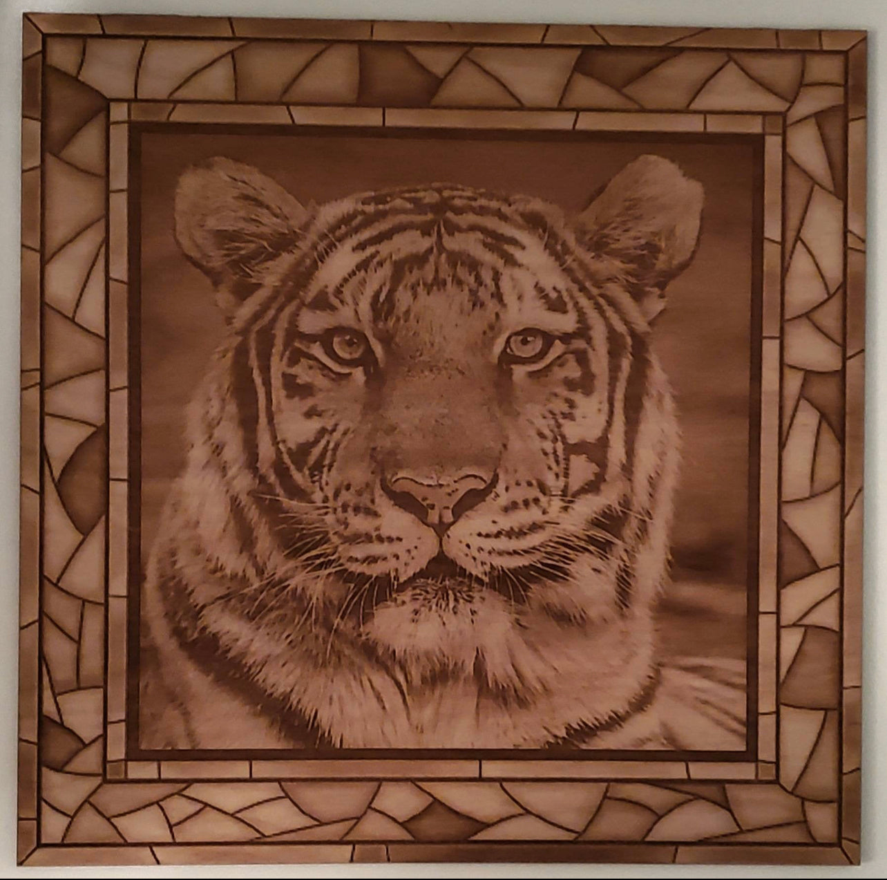 Tiger, Wood Engraved