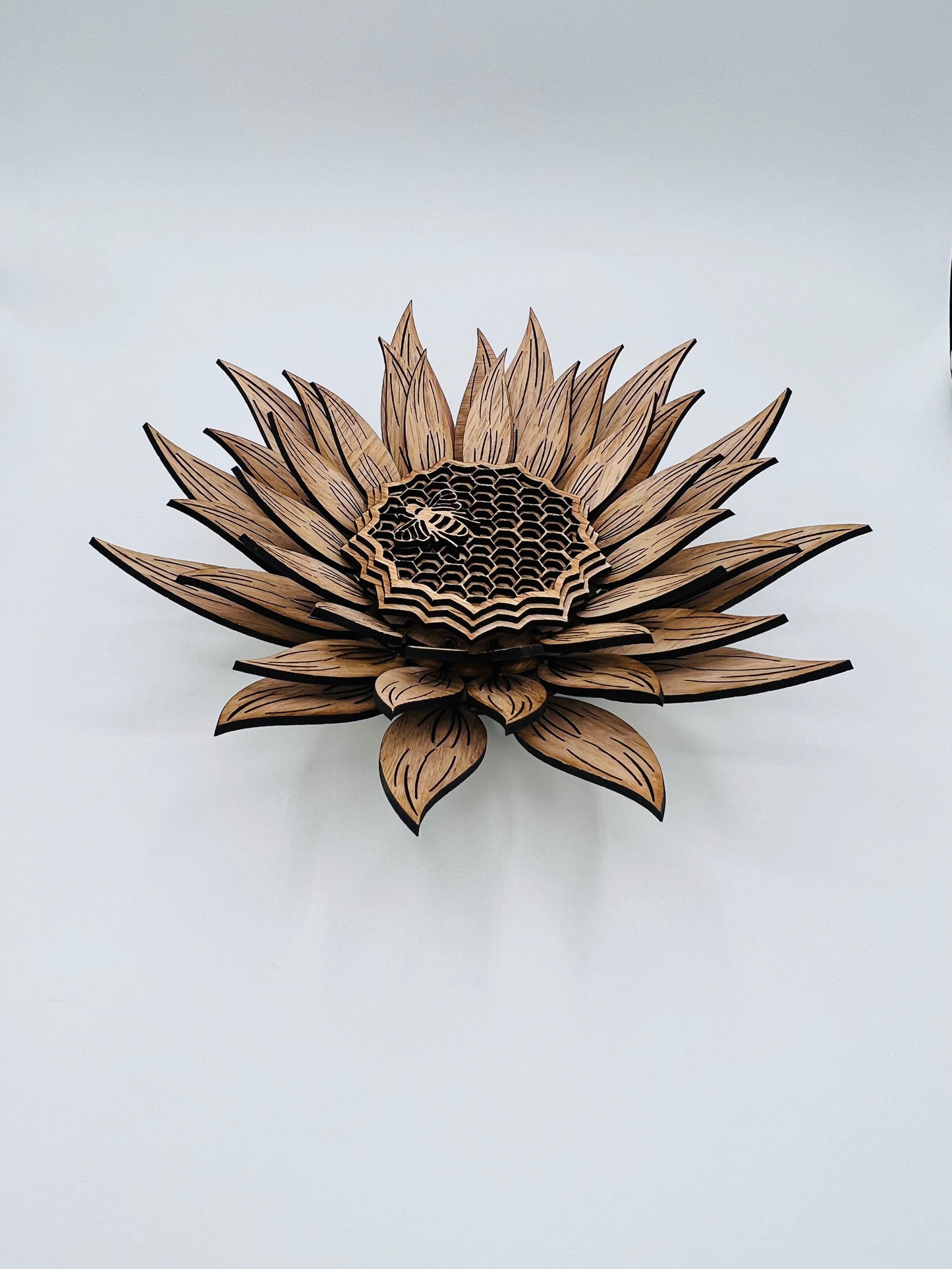 Sunflower Bee Honeycomb, Multi-Layer Wood