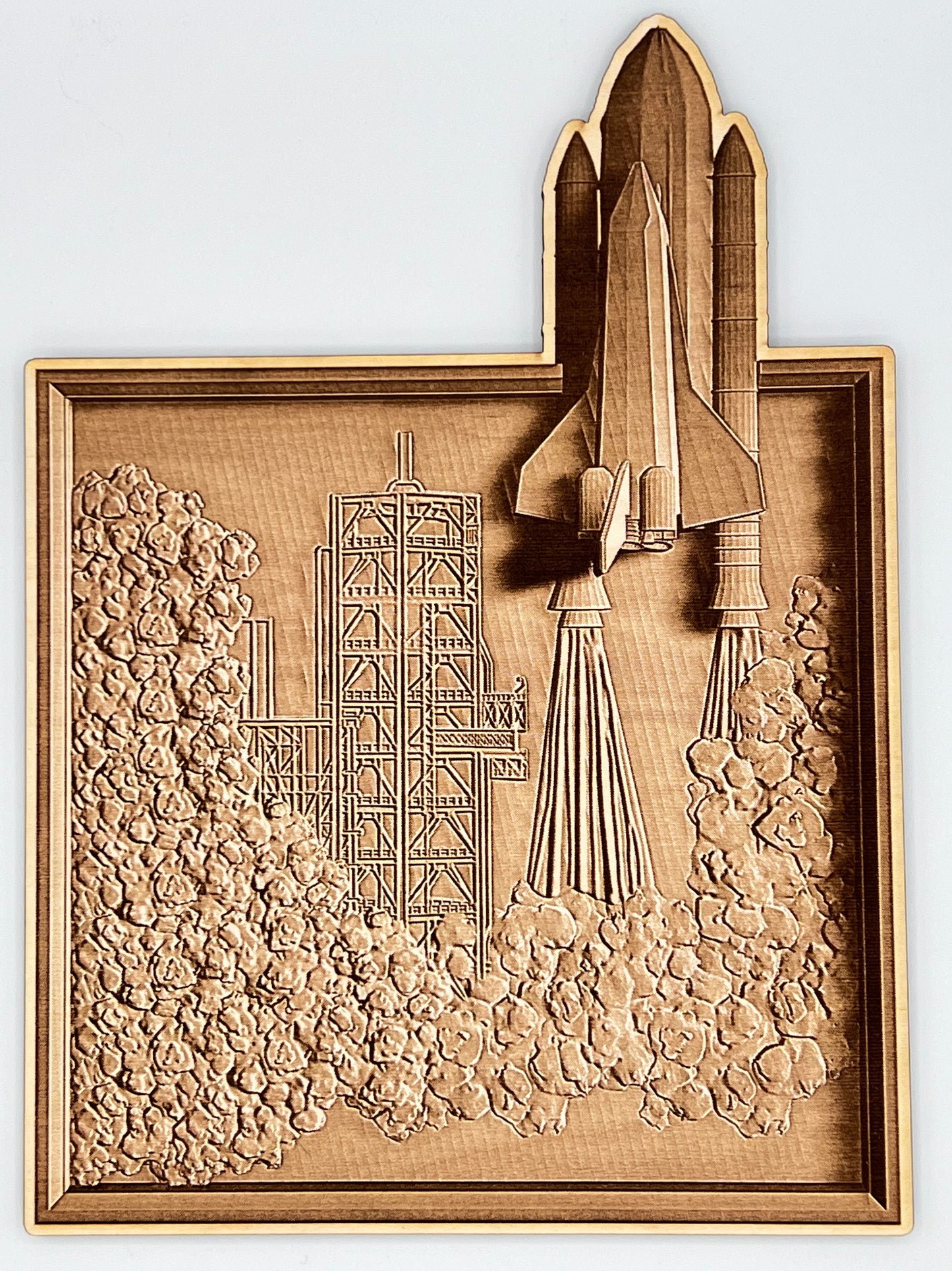 Space Shuttle Launch V1 Wood Engraved