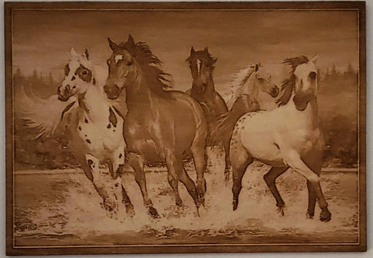 Horse Scenery, Wood Engraved