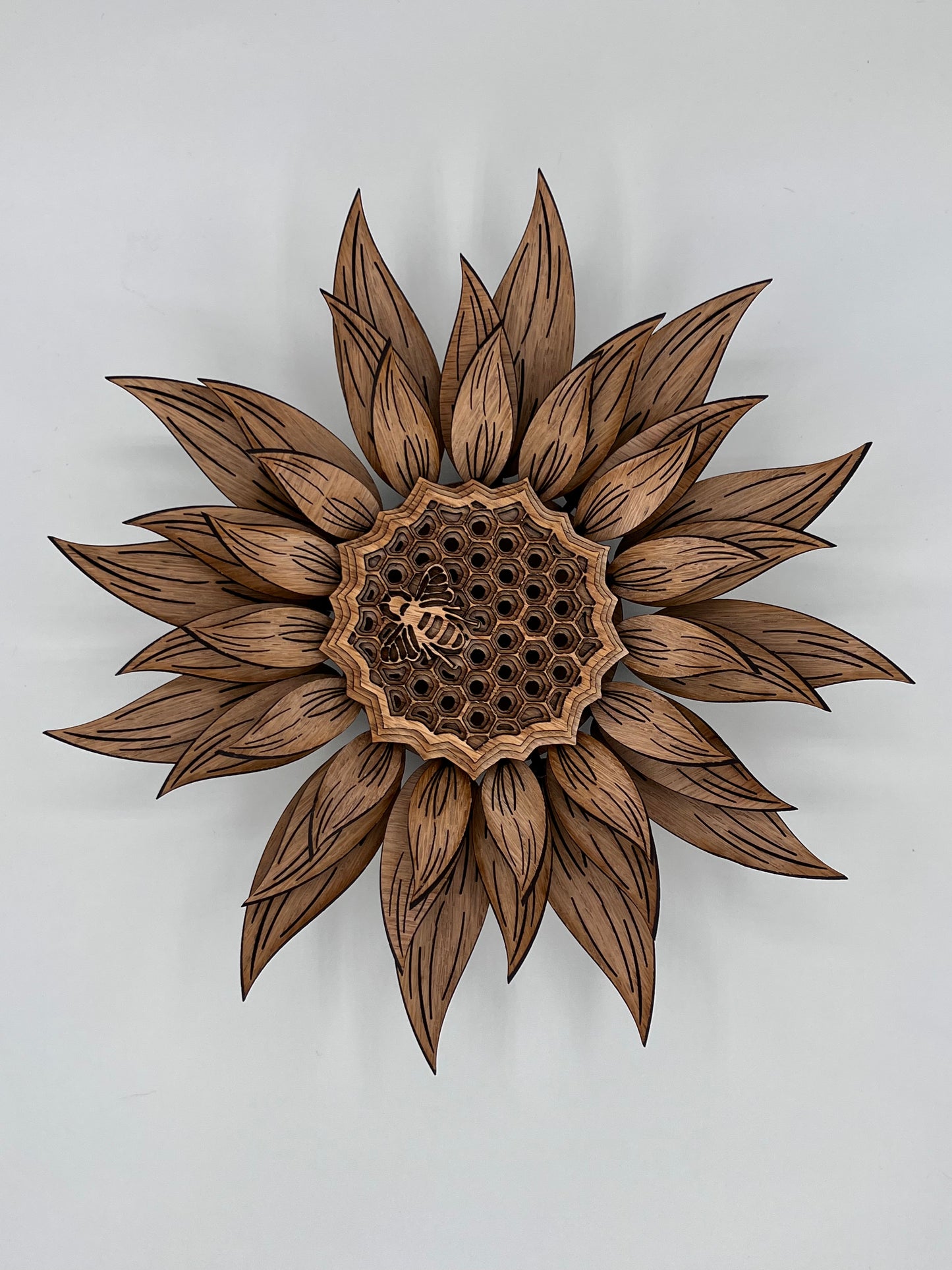 Sunflower Bee Honeycomb, Multi-Layer Wood