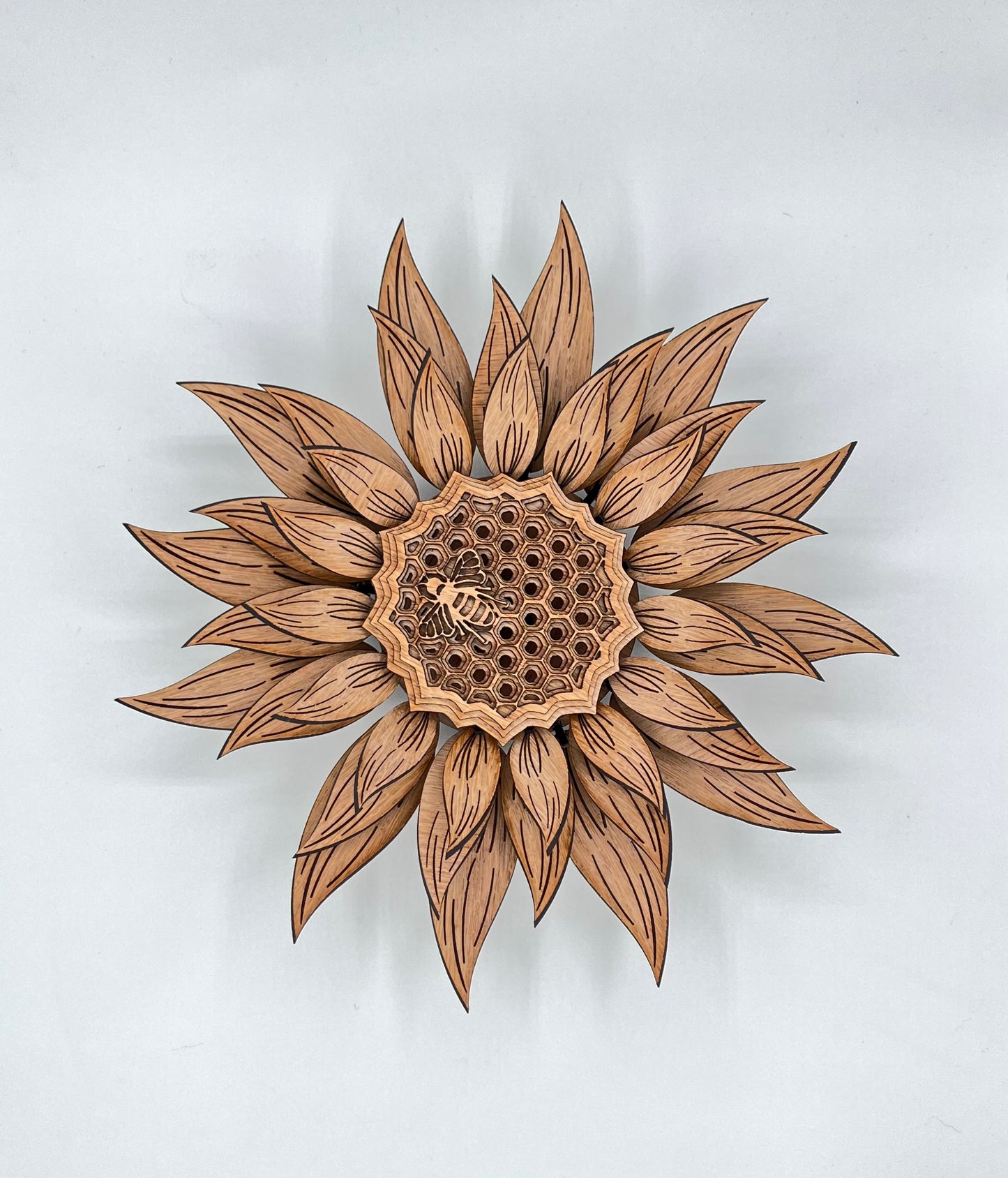 Sunflower Bee Honeycomb, Multi-Layer Wood