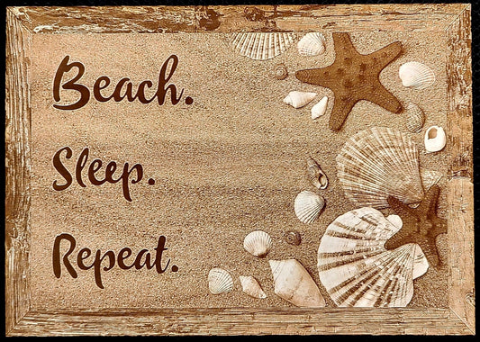 Beach Sleep Repeat sign , Wood Engraved
