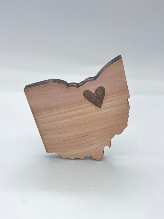 State Cut Out With Laser Engraved Heart