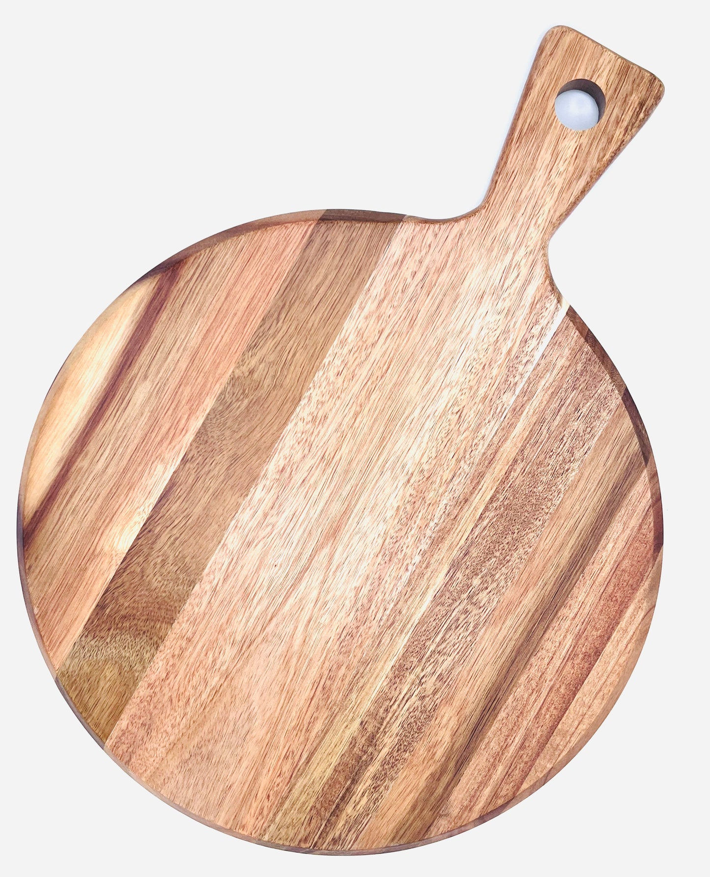 Round Acacia Board with Handle, Large, Custom Engraved