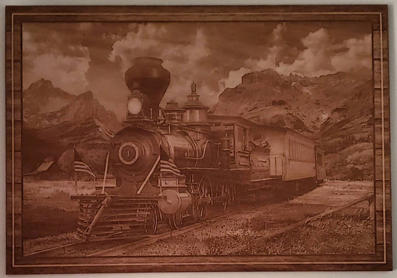 Mountain Train, Wood Engraved
